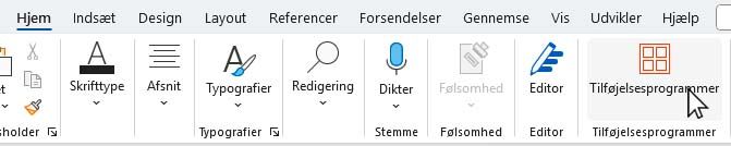 Viser, hvor man finder tilføjelsesprogrammer.
