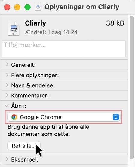 Åbn med Google Chrome, Mac