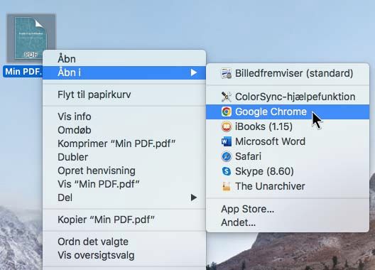 Åbn med Google Chrome, Mac