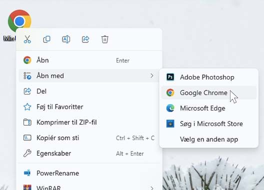 Åbn med Google Chrome, Windows