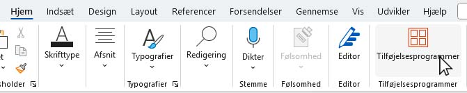 Shows where to find add-ins.